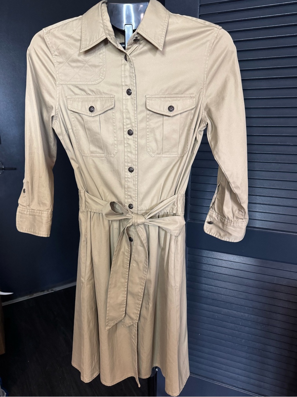 Ralph Lauren Rugby Khaki Belted Safari Shirt Dress 6